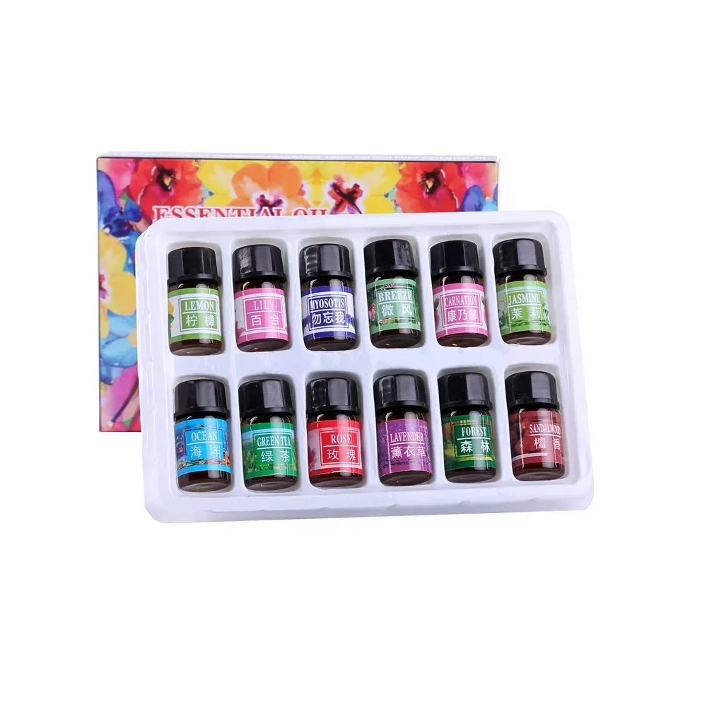

12 Kinds Skin Care 12 PCS Water-soluble 100% Pure Lavender Essential Oils Pack Set For Aromatherapy Massage Spa Bath Fragrance