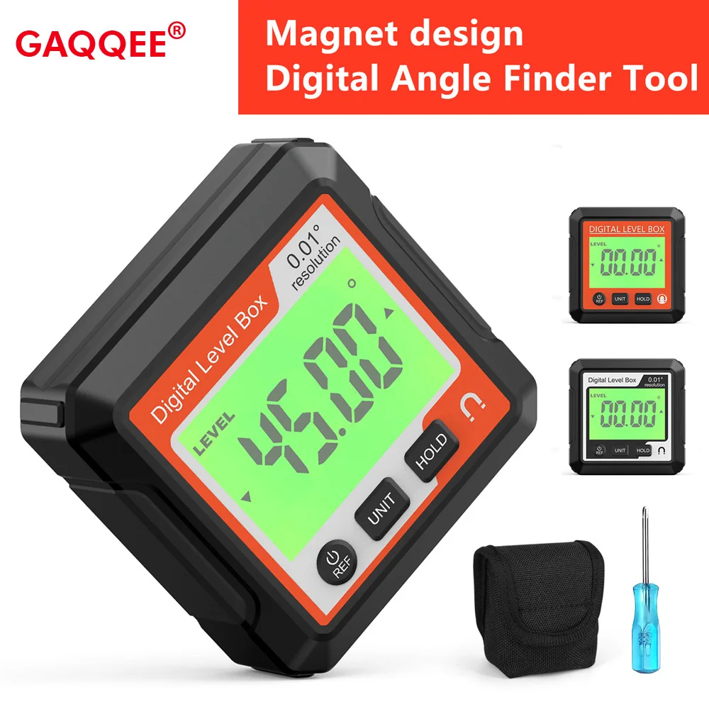 

360° Digital Level Protractor Angle Gauge Woodworking Magnetic Protractor Inclinometer Cube Level Angle Finder Angle Goniometer