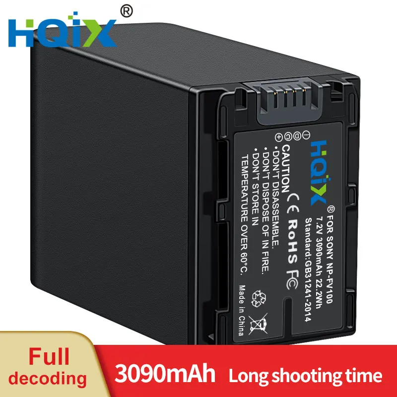 

HQIX для Sony FDR-AX30 AXP35 AX40 AX45 AXP55 AX60 AX100E AX700 DEV-50 DEV-30 PXW-Z90 Camera NP-FV100 зарядное устройство