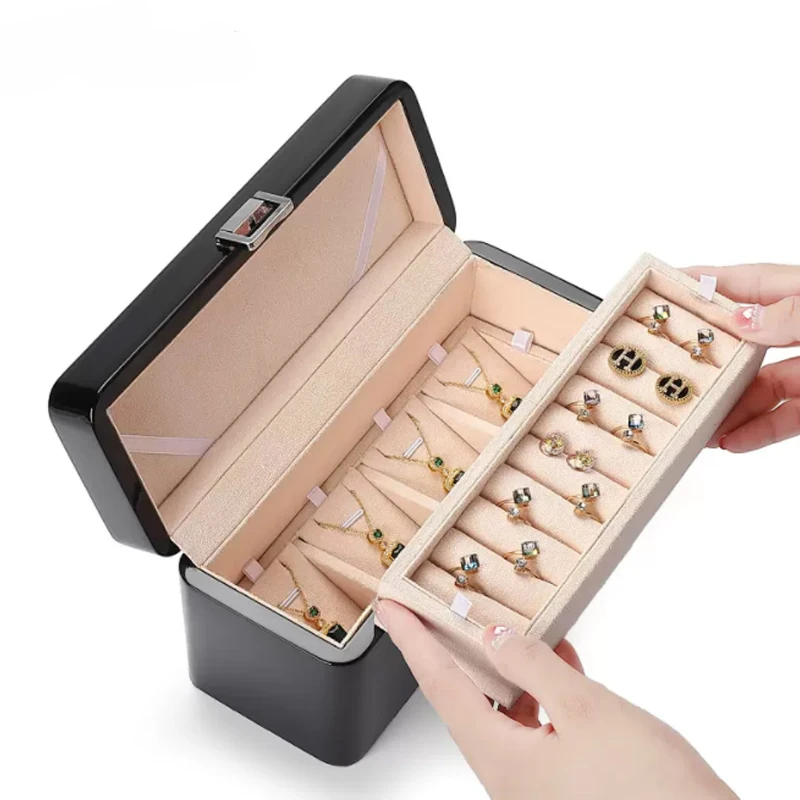 New Arrival Wooden Jewelry Box Ring Pendant Necklace Storage Box Black Exquisite Display Gift Box Packaging Box