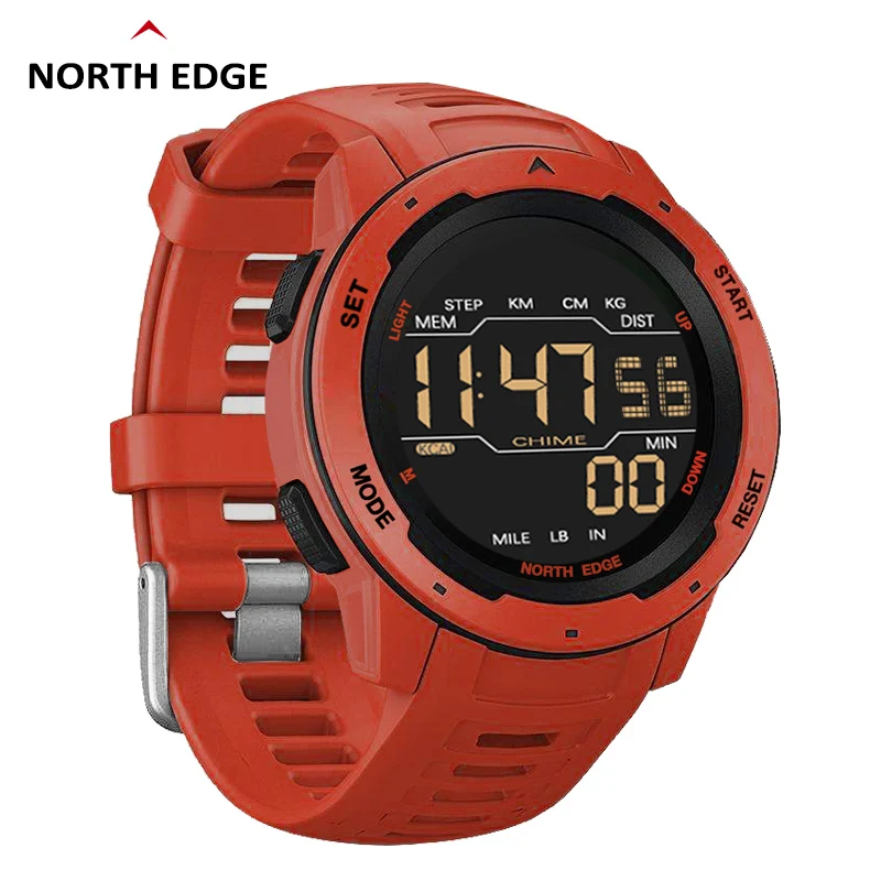 Часы NORTH EDGE мужские цифровые с шагомером спортивные военные водонепроницаемые