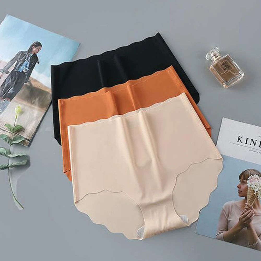 Женские бесшовные шелковые трусики VKME с высокой талией сексуальное удобное