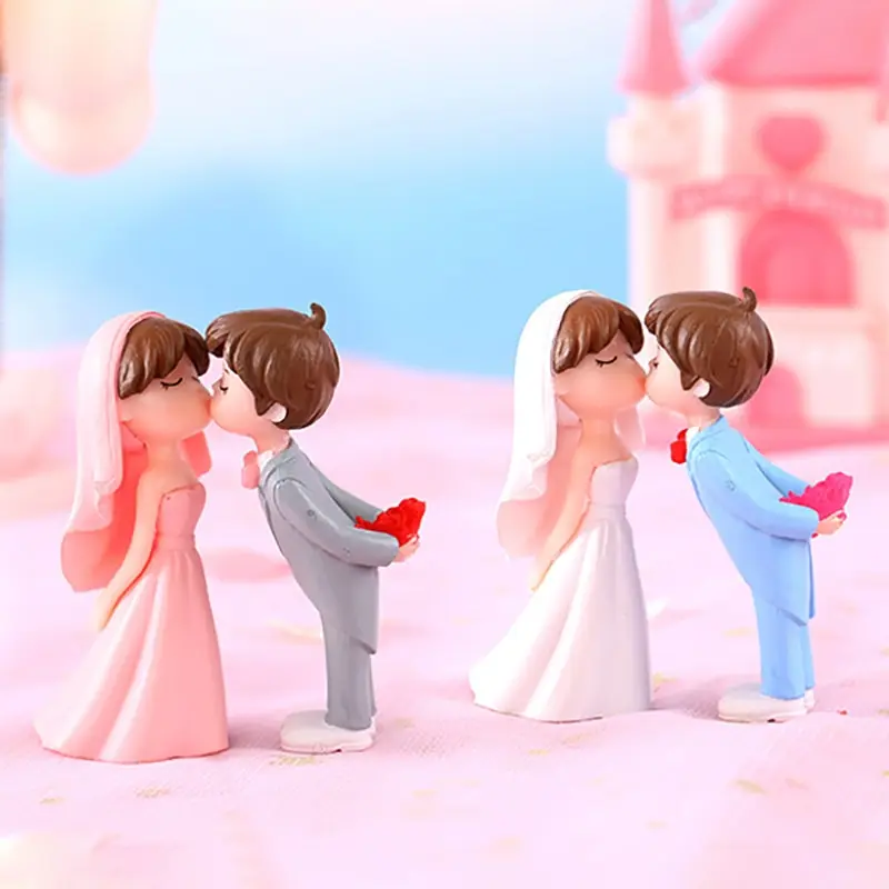 

1 Pair Of Wedding Couple Figurines Garden Micro Landscape Diy Plastic Craft
