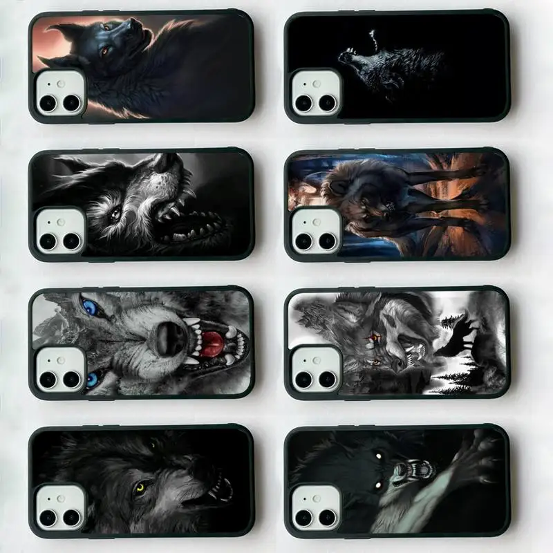 

cool Wolf Animal Phone Case Silicone PC+TPU Case for iPhone 11 12 13 Pro Max 8 7 6 Plus X SE XR Hard Fundas