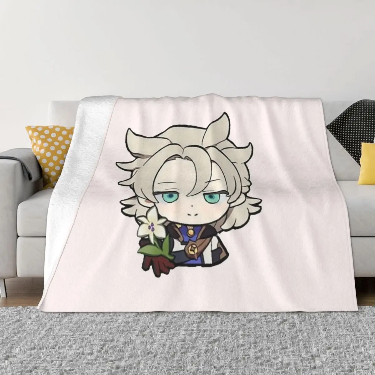 

Smug Albedo Genshin Impact Blankets Flannel Printed Multifunction Warm Throw Blanket for Bed Car Plush Thin Quilt