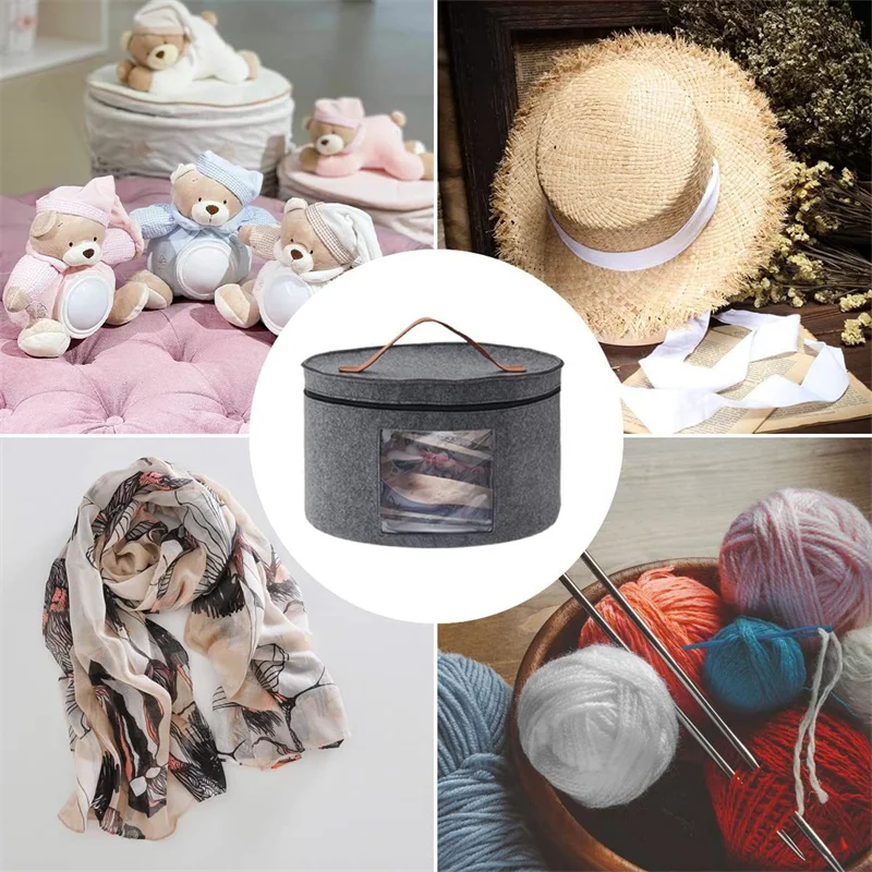 

Hat Box Large Capacity Foldable Dust Proof Hat Storage Bag With Visible Window For Man Women Hat Travel Home Dorm Storage
