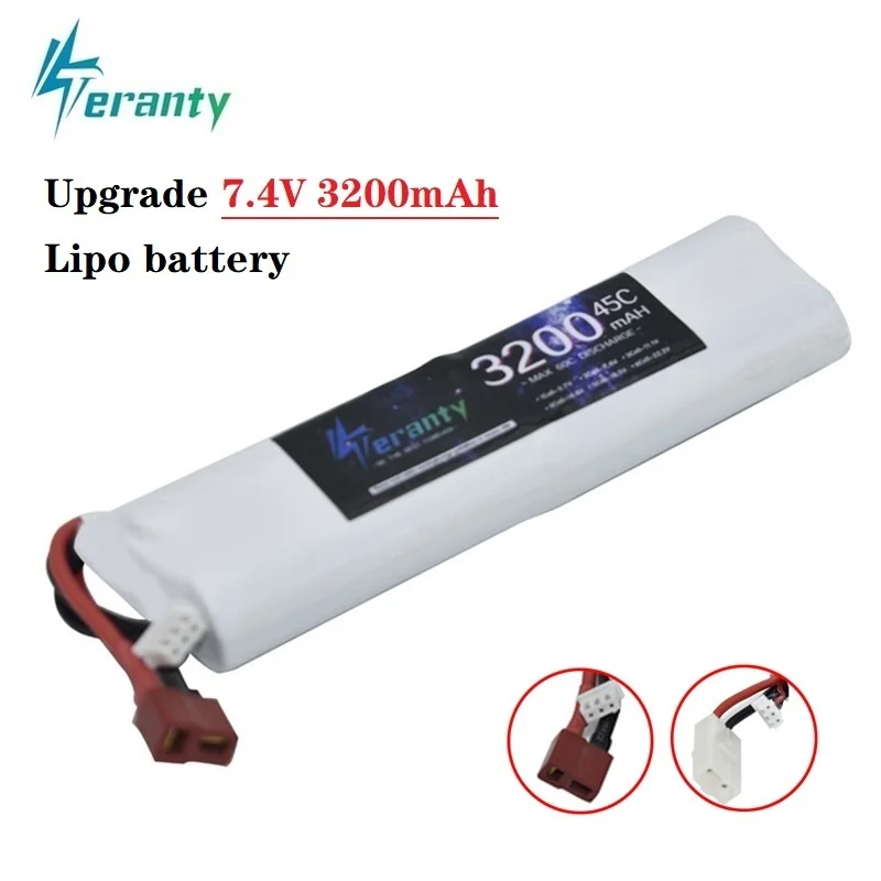 

Обновленная батарея 7,4 В 3200 мАч 45C с зарядным устройством для радиоуправляемых игрушек, танков, автомобильных запчастей с разъемами Tamiya, 7,4 В,...