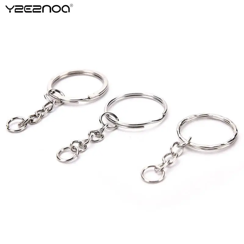 

50PC/100PCS Silver Plated Metal Blank Key Ring Keychain Split Ring Keyfob Women Men DIY Key Holder Rings Chains Accessories