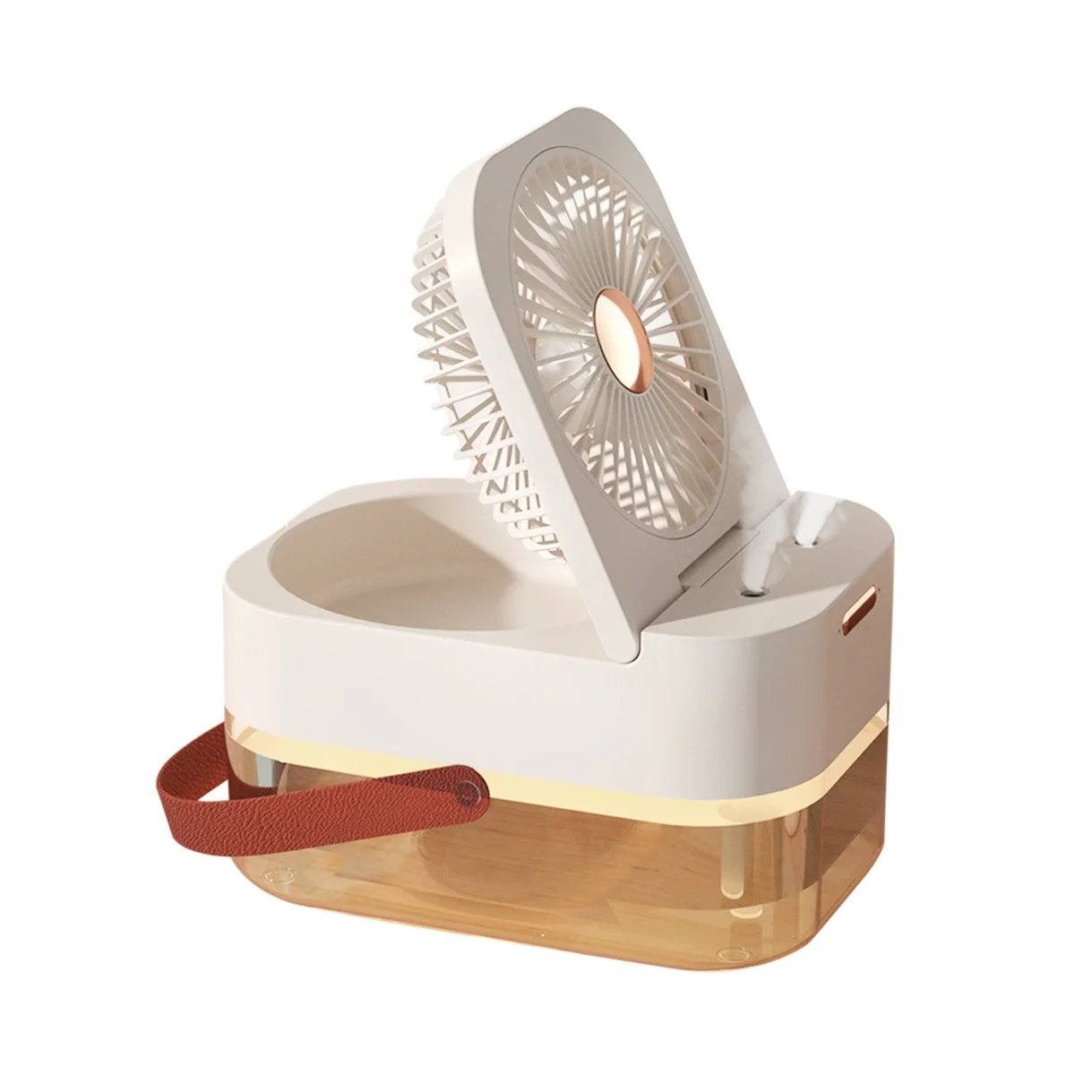

New Humidifier Mist Fan Portable Fan Air Cooler USB Fan Desktop Fan with Night Light Summer White