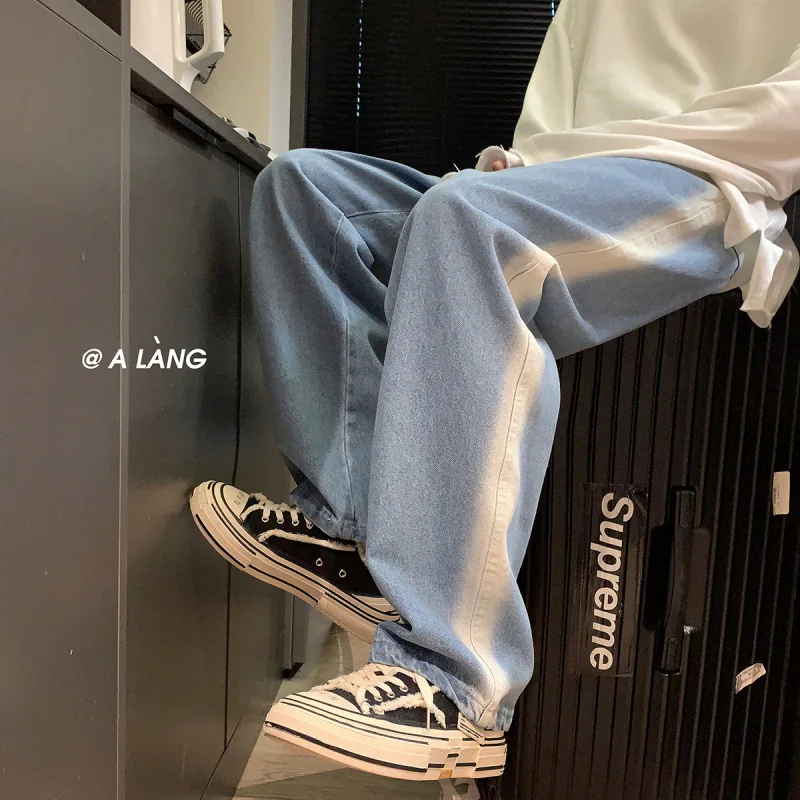 

Джинсы мужские и женские с градиентом, винтажные брюки свободного покроя в стиле хип-хоп, прямые легкие штаны для папы, весна-осень