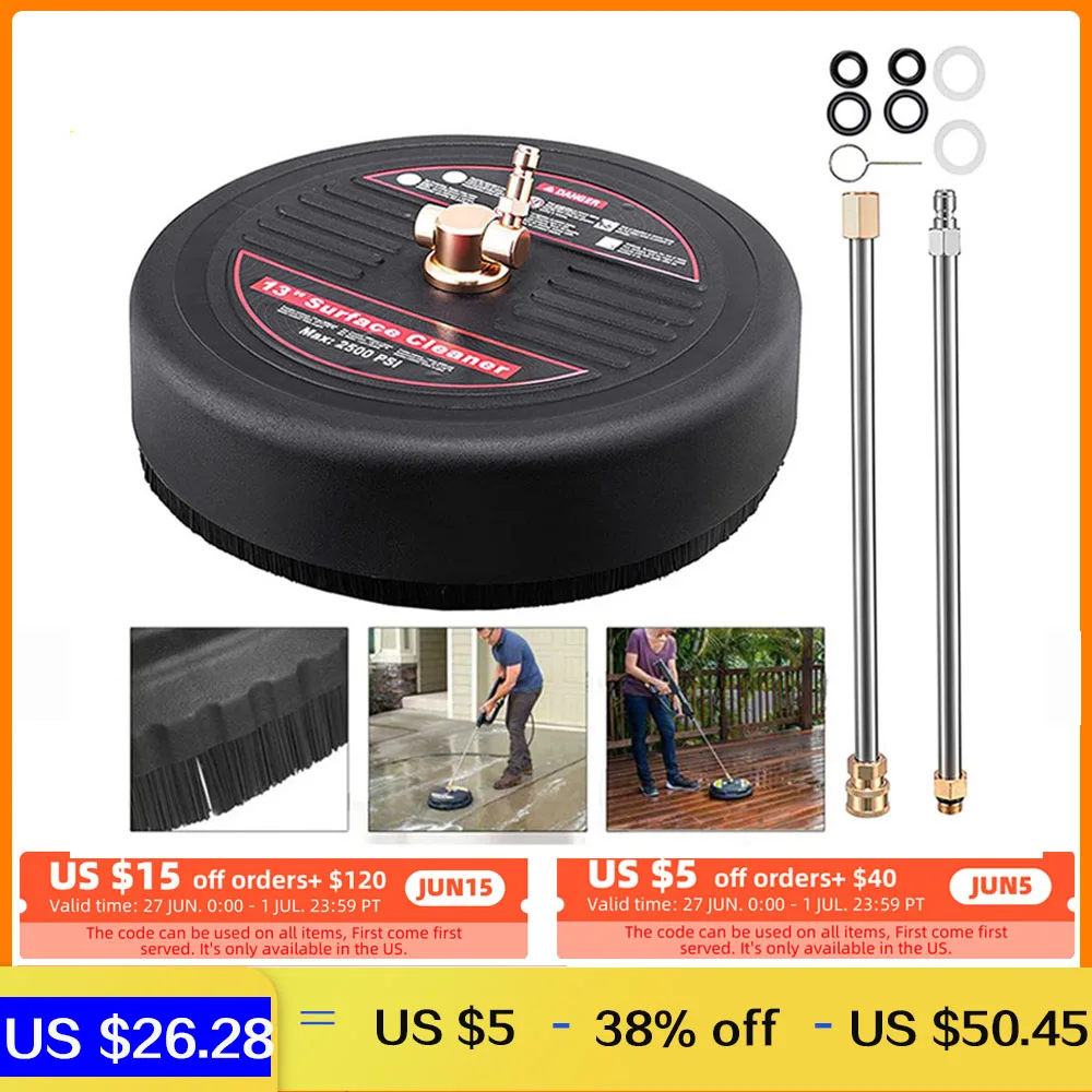 ROUE Washer nozzles Patio Cleaner Floor Scrubber Surface Cleaner Brush For karcher adapter 1/4 quick-detachable Pressure Washer