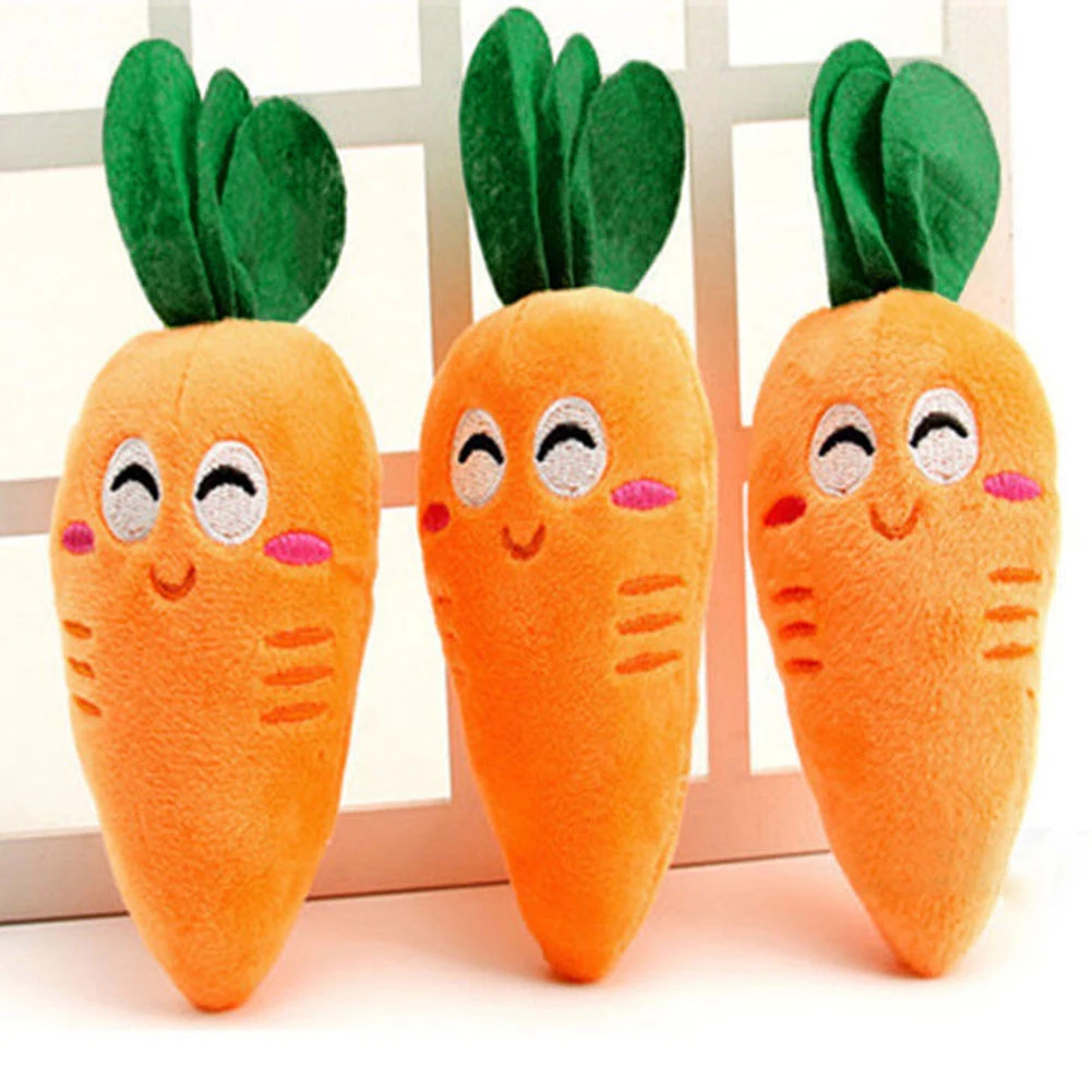 

Pet Supply Soft Fleece Smiling Carrot Cute Dog Chew Squeak Toys For Small Dog Puppy Squeaky Plush Sound Cute Vegetable Carrot