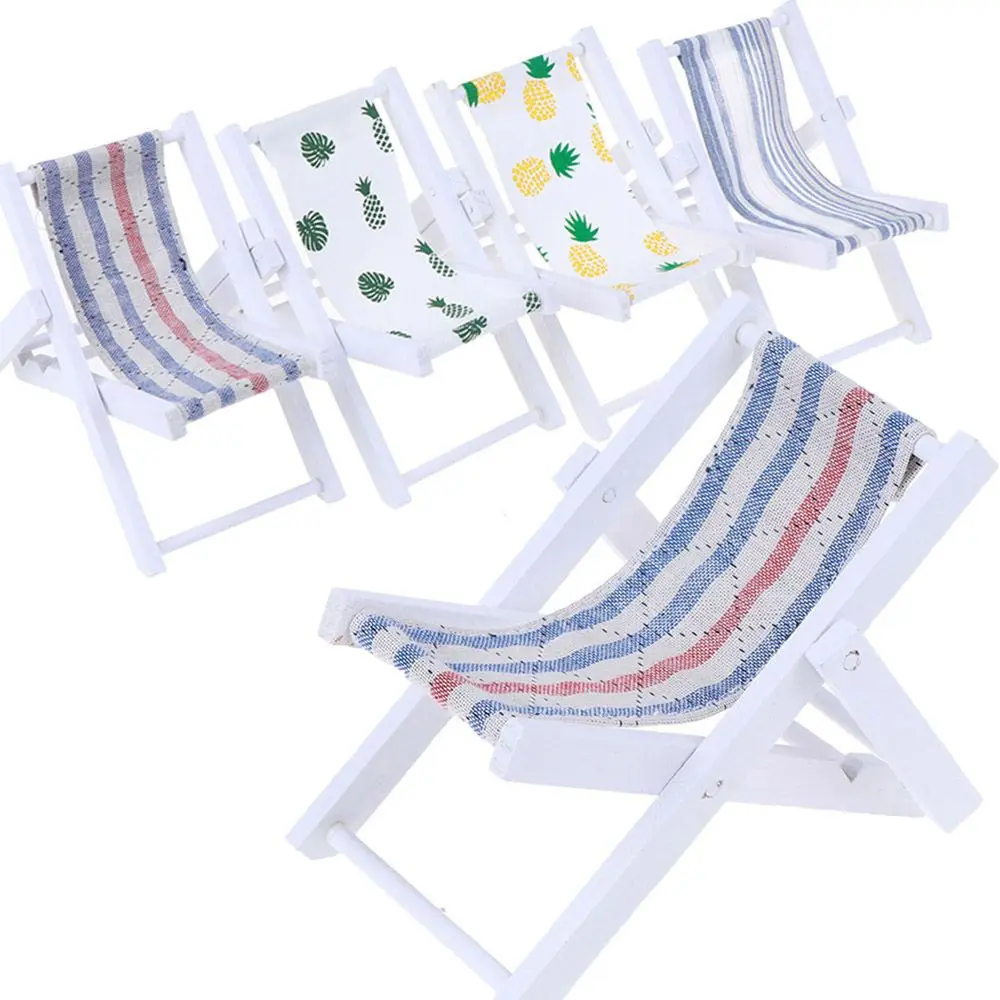 

1:12 Scale Dollhouse Beach Chair Doll Miniature Furniture Folding Stripe Deck Sunbathing Toys Garden Decor Kids Christmas Gift