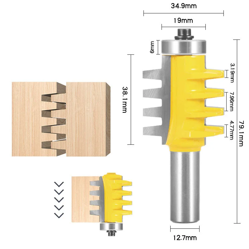 

1/2 1/4 Inch Shank Rail Reversible Finger Joint Glue Router Bit Cone Tenon Woodwork Cutter Power Tools Wood Router Cutter Knife
