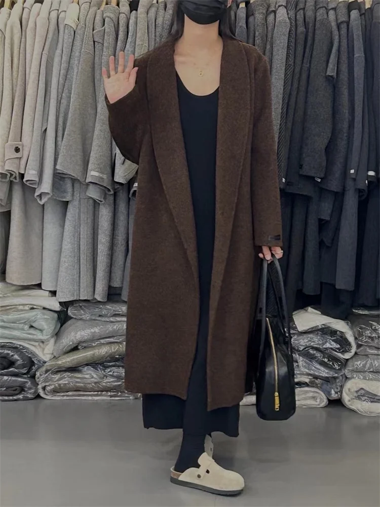 Осень-зима 2024 супер популярная нежная цветная шерстяная куртка средней длины на