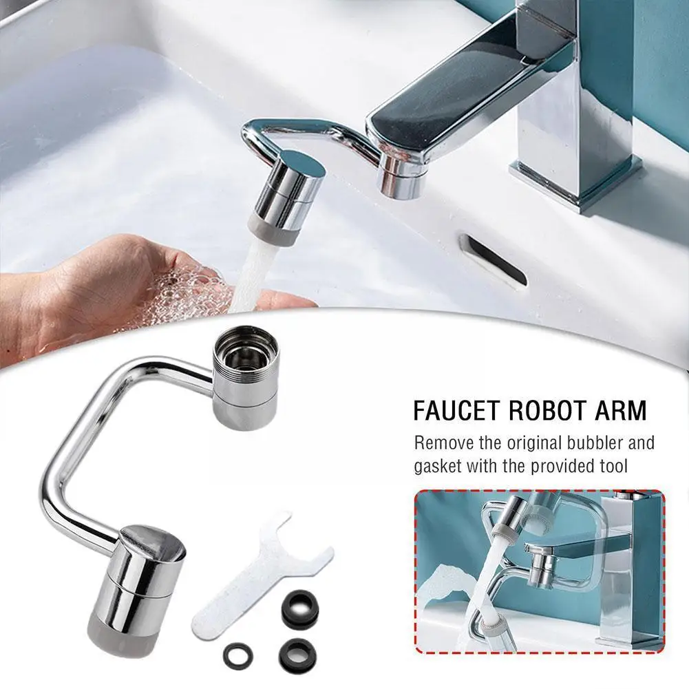 

Stainless Steel Universal 1080°rotating Faucet Robotic Extender Flow Kitchen Swivel Aerator Extension Faucet Arm Water Fauc T3L3