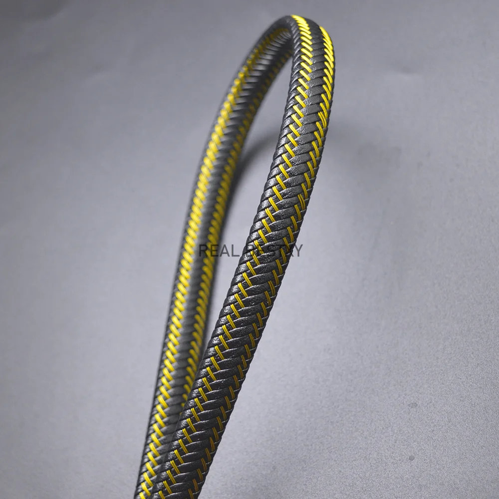 1m 12mmx6mm Braided Leather Cord with Yellow Steel Thread Top Quality Wide Flat Strings Straps for Jewelry Bracelets - купить по