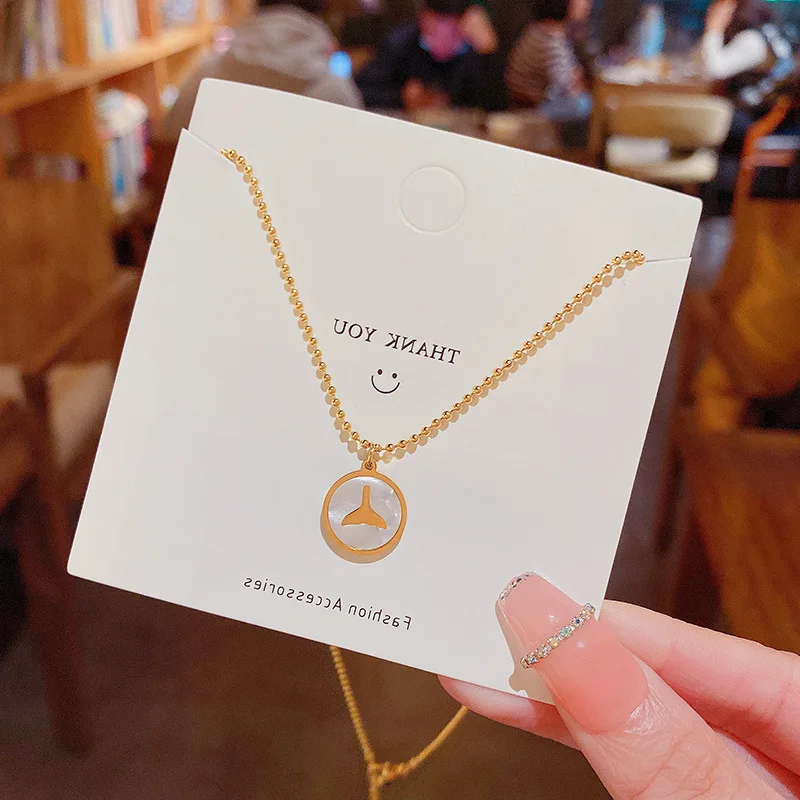 

Jewelry Cute Luxurious Small Number of Fritillaria Fishtail Titanium Steel Necklace Women in Fashion South Versatile Temperament