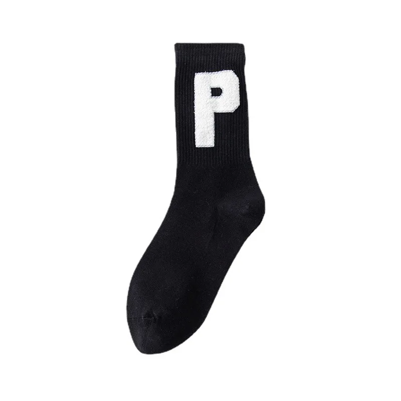 Boneless Hand Stitched Head Color Big Letter Socks Women Autumn and Winter New Tube Cotton Lovers Net Red Tide |