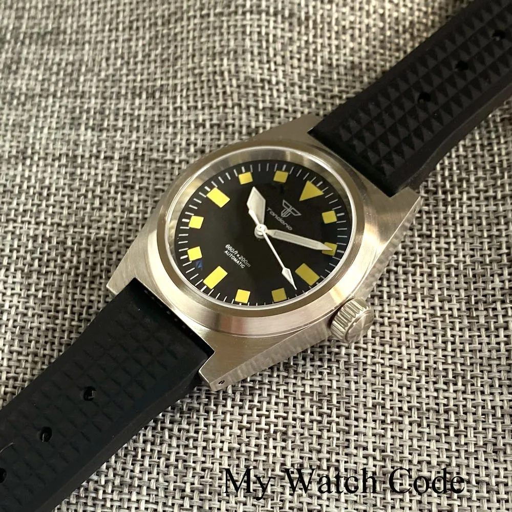 Tandorio Diving 38mm 62mas NH35A Automatic Men Watch Yellow Markers Pilot Watches AR Domed Sapphire White Hand 20Bar Luminous enlarge