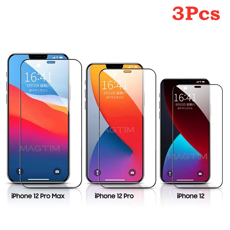 

3Pcs Full Cover Tempered Glass For iPhone 12 Mini 12Pro Explosion-proof Screen Protector For iPhone 13 Pro Max Protective Film