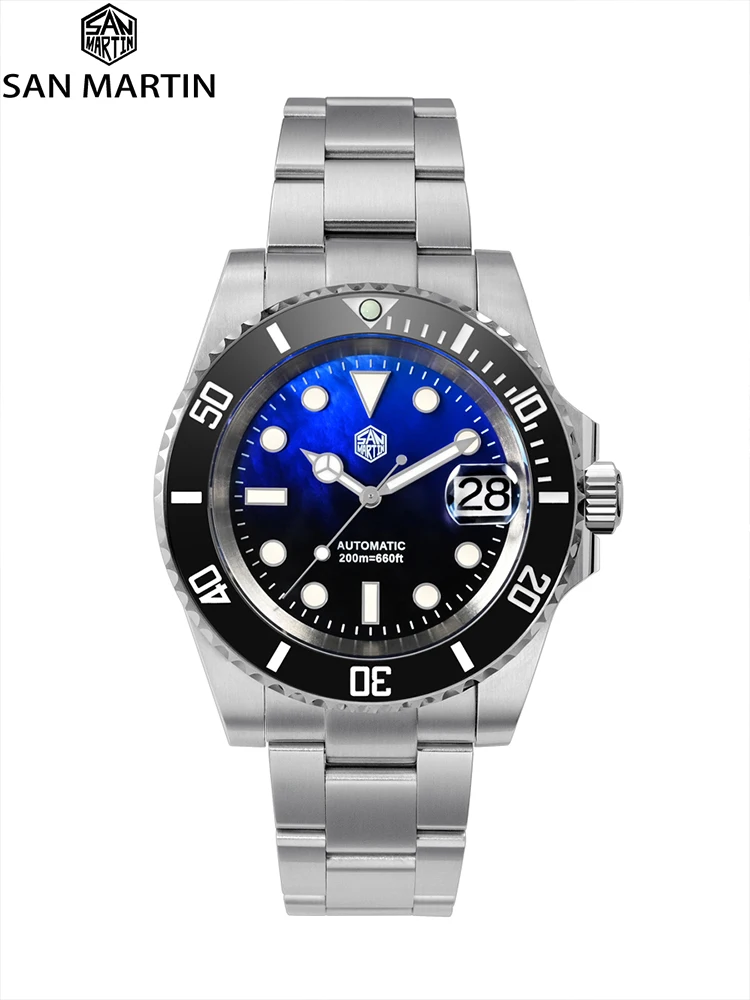 

Часы San Martin Мужские механические с сапфировым стеклом, 40,5 мм, 20 бар