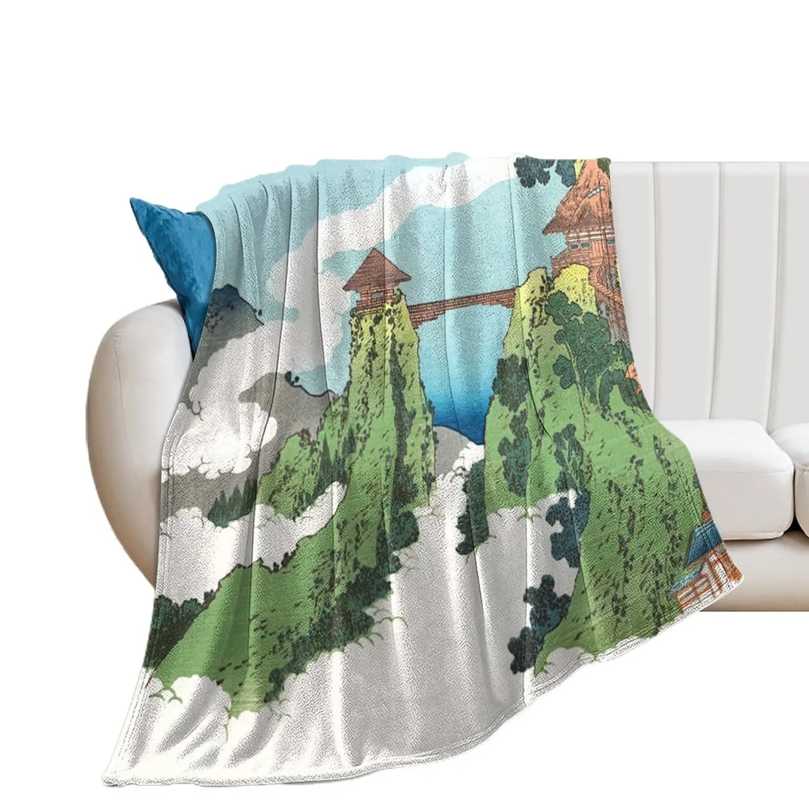 Подвесной облачный мост на горе Gyodo возле Ashikaga от Katsushika Hokusai покрывало для кровати