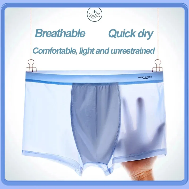 Men Plus Size Underwear Graphene 3A Antibacterial Briefs Ice Silk Comfortable Soft Panties Refreshing Breathable Sexy Underpants