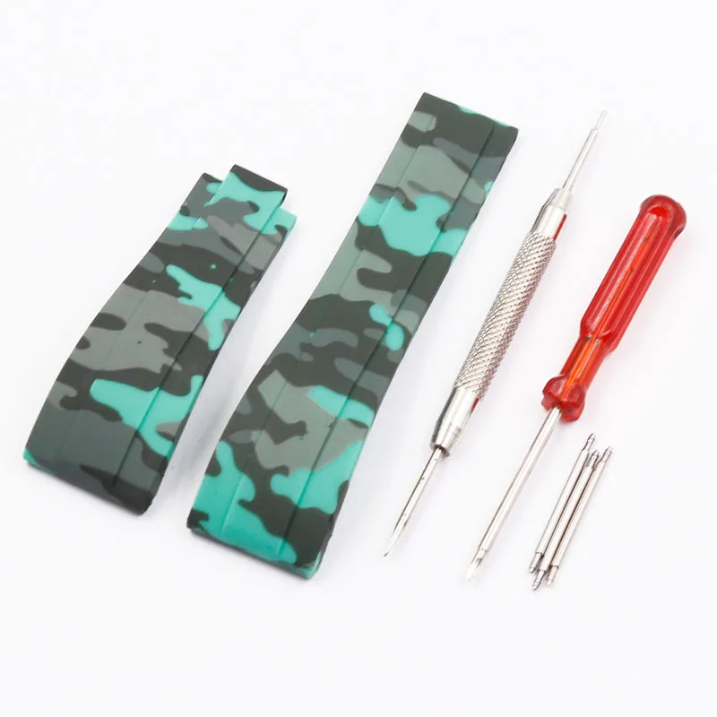 watch accessories Camo  nature silicone Rubber Watchband watch band For Role strap Daytona Submariner GMT OYSTERFLEX Bracelet