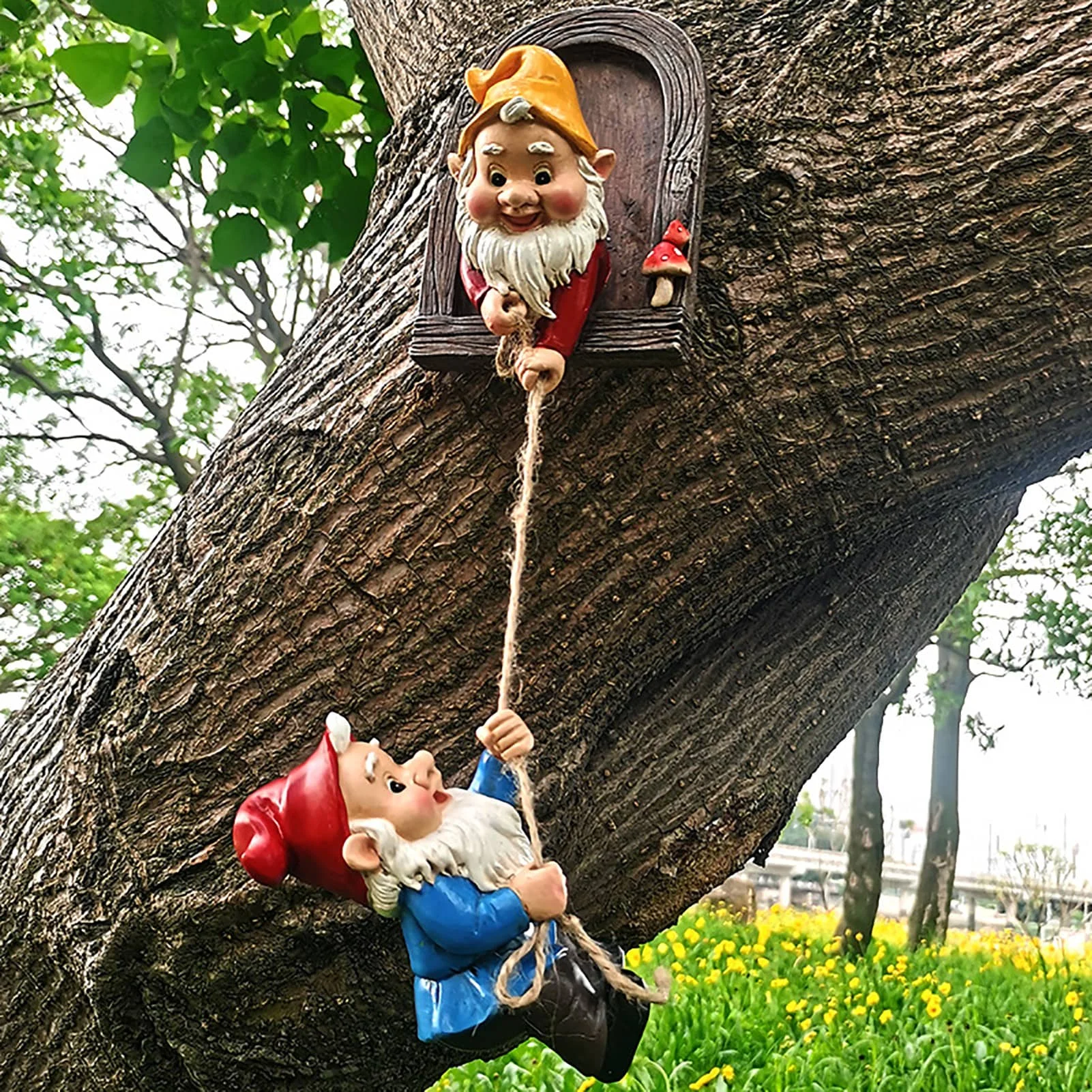 Funny Garden Climbing Gnomes Tree Decor Cute Gnome Garden Statue Art Resin Dwarf Sculpture for Yard Outdoor Decoration Ornaments