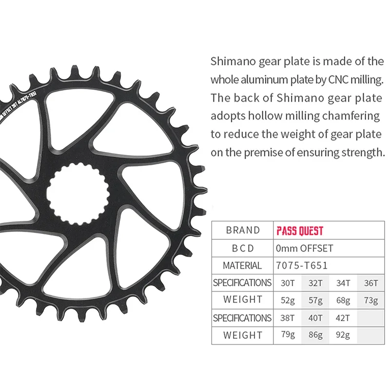 Звездочка PASS QUEST со смещением 0 мм для звездочки Shimano Boost 12 скоростей M7100 M8100 M9100 9120 30T