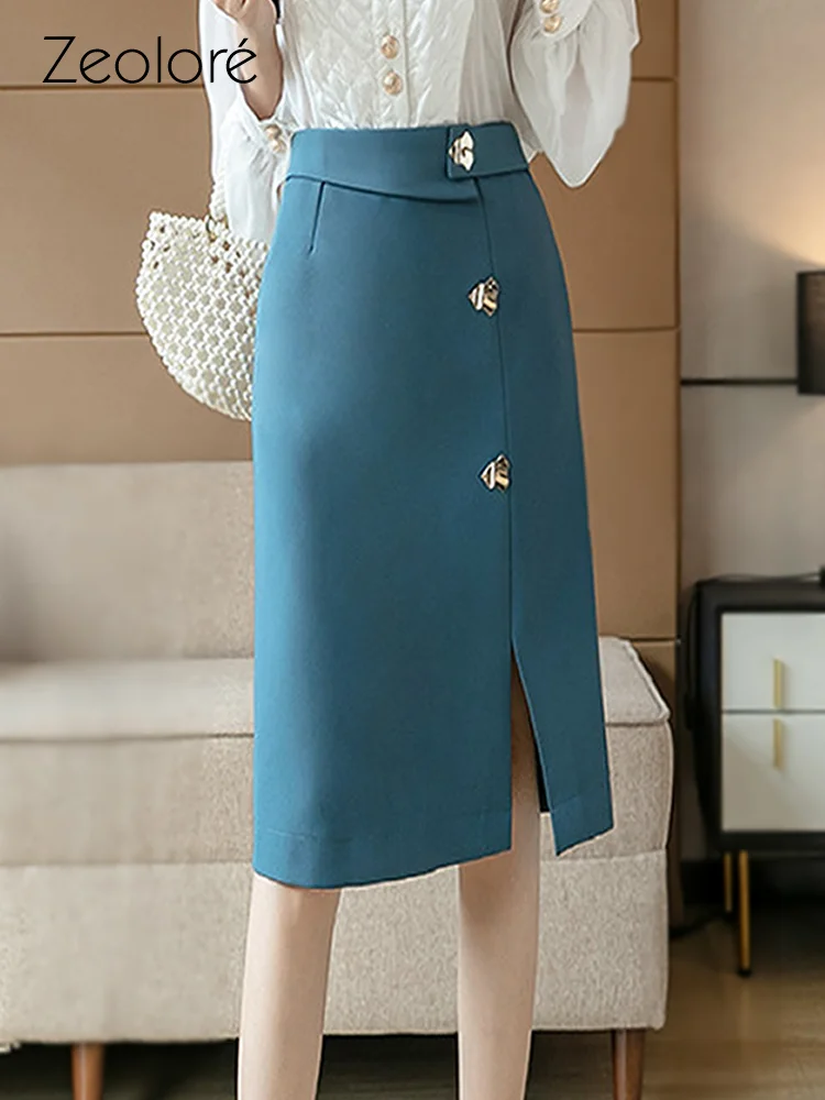 

Zeolore 2022 Spring Women's Split High Waist Elegant Package Pencil Mid-length One-step Skirt QT1597