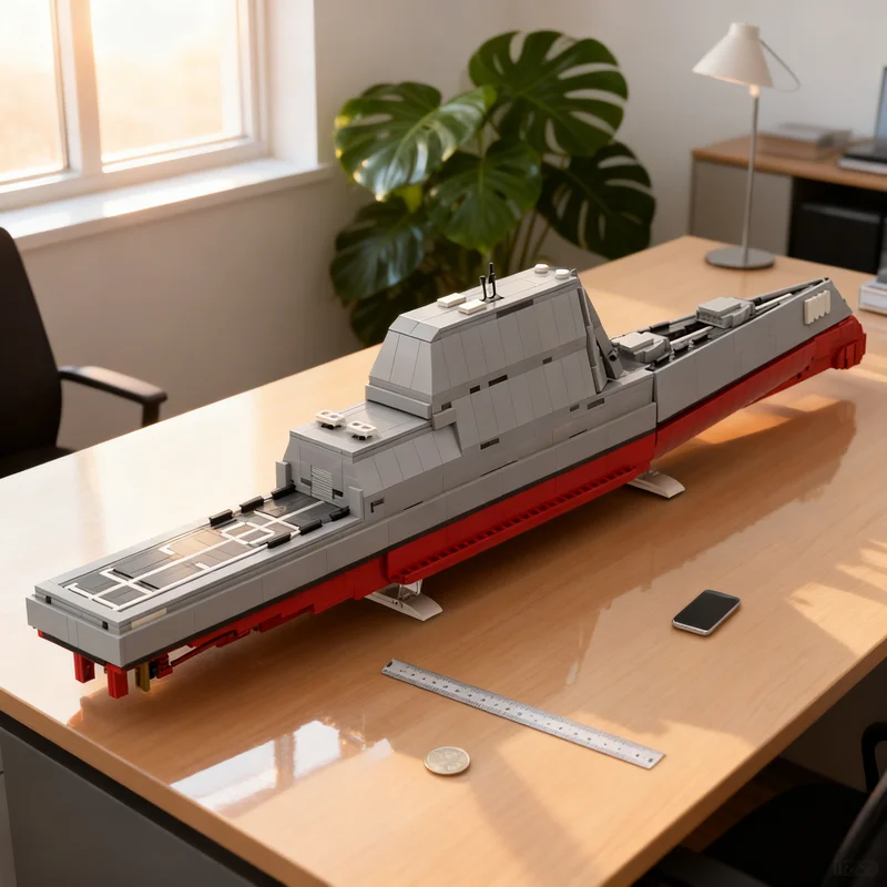 Фото 1014 деталей MOC USS Zumwalt Creator, модель из строительных блоков, архитектурный конструктор, рождественский подарок, игрушка, креативный конструктор, образовательный подарок на день рождения. №1