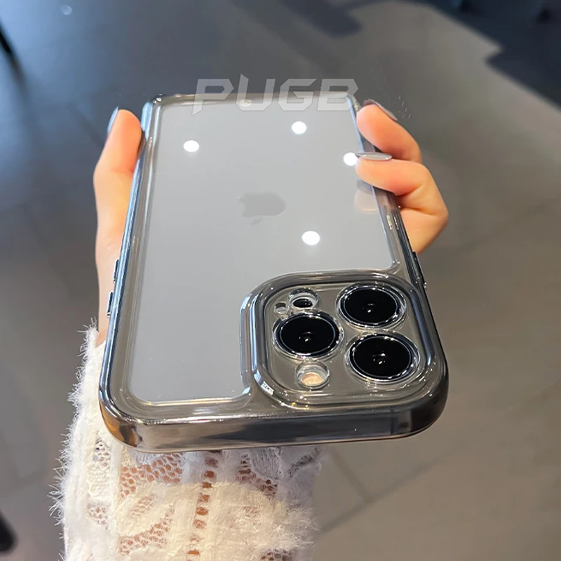 

Luxury Transparent Acrylic Silicone Bumper Armor Case for iPhone 13 12 Pro Max 11 X XR XS 7 8 Plus SE 2020 Shockproof Back Cover