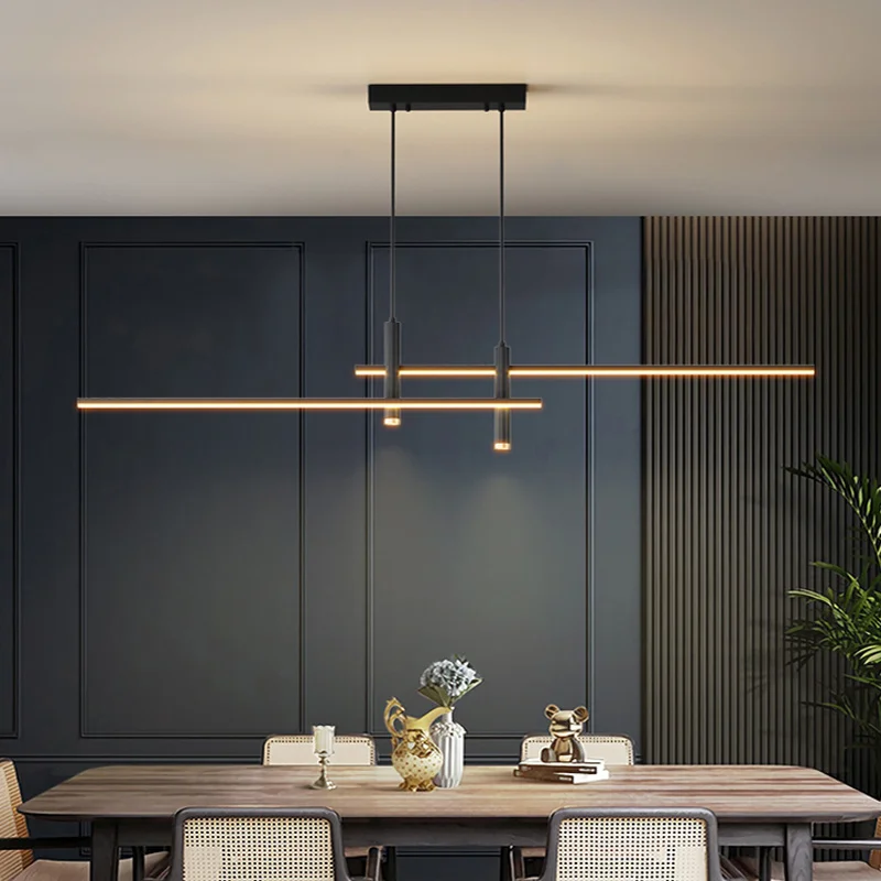 

Modern Simple Pendant Light Long Strip Hanging Lamp Designer Dining Living Room Lighting Home Office Study Indoor Chandelier