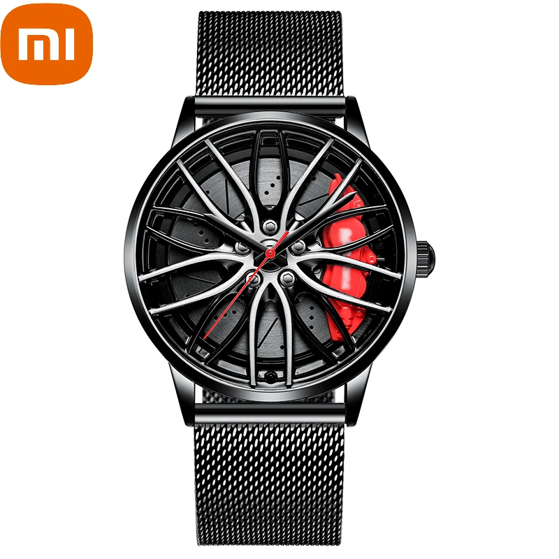 

Xiaomi Car Wheel Watch Men Quartz Rotating Dial Waterproof Sport Steel Clock Creative Rim Hub Wheel Wristwatch Relogio Masculine