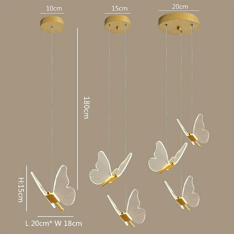 Подвесная лампа в виде золотой бабочки современные декоративные светильники