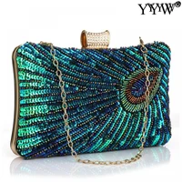 vintage peacock style women sequin evening clutch bag shoulder bag for new banquet wedding party day clutches purse bolsas mujer