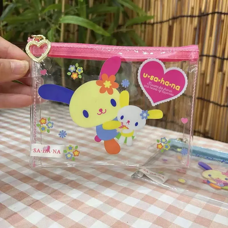 Фото Милый пенал Usahana Kawaii, прозрачный, с принтом, из ПВХ, сумка для хранения, мультяшная косметичка на молнии, аниме-аксессуар, подарок для друга №3