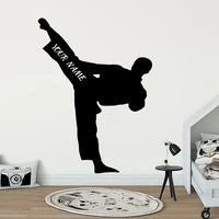 personalized custom name karate wall sticker taekwondo kung fu sport vinyl decal home decor kids boys children room