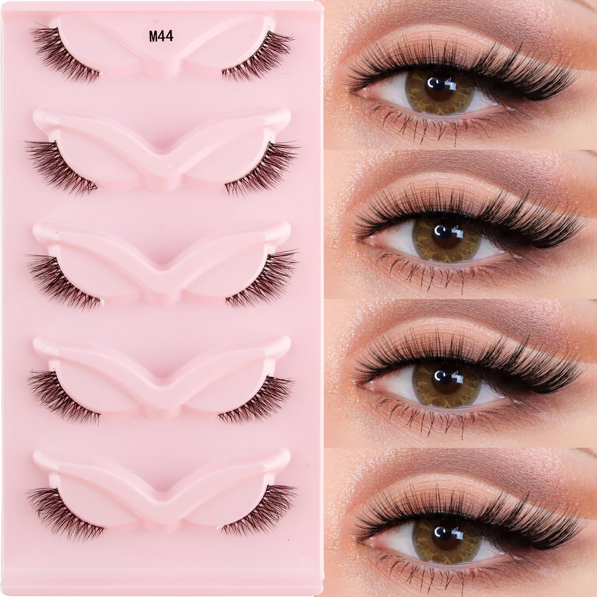 3/5 Pairs Cat Eye False Lashes Natural Short Fluff