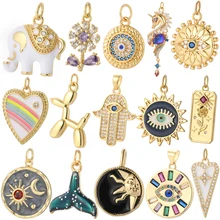 Heart Evil Blue Eye Charms Elephant Cute Dog Pet Sun Flower Gold Charm for Jewelry Making Supplies Diy Necklace Earring Bracelet