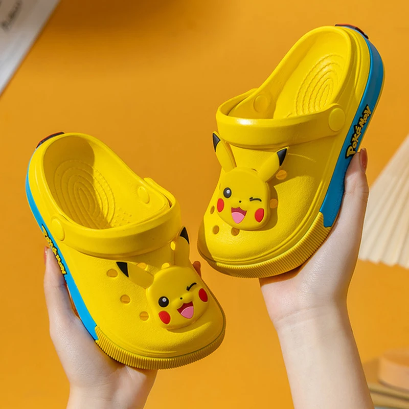 

Anime Cartoon Shoes Pokemon Pikachu Jigglypuff Charmander Snorlax Kawaii Cute Summer Home Slippers Beach Sandals Kids Gift