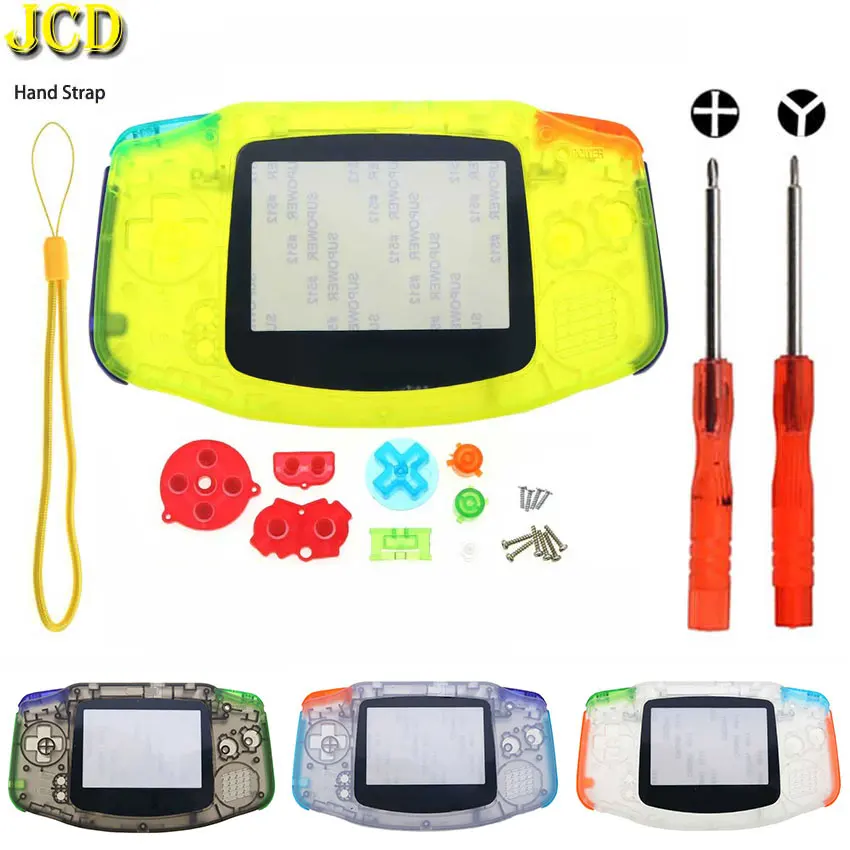 

Чехол JCD с полным покрытием корпуса для контроллера GBA, жесткий чехол с передней и задней крышкой с объективом экрана, ручной ремешок, набор к...