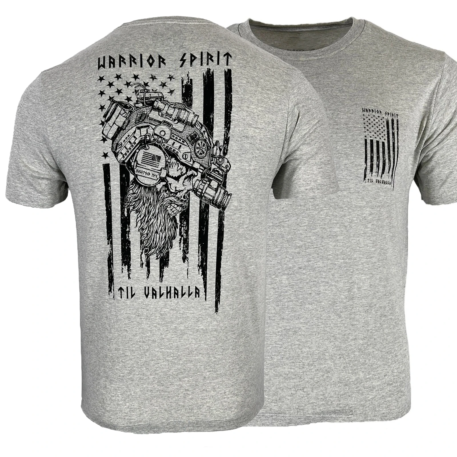 

Til Valhalla. America Warrior Spirit Vi king Tactical Skull Military T-Shirt 100% Cotton O-Neck Short Sleeve Casual Mens T-shirt