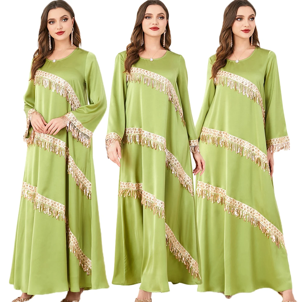 

Летнее платье в арабском стиле, мусульманская абайя, женское платье с блестками, кисточками, ИД, морокко, длинное платье, искусственное скромное платье, женское платье, Турция 2023