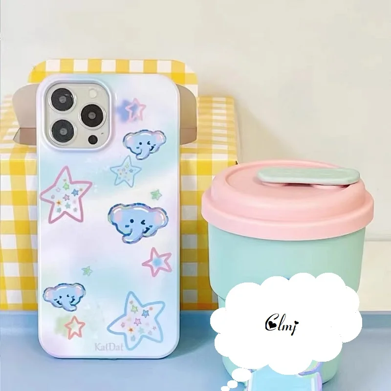 

Clmj Cute Elephant Star Cartoon Animal Phone Case For iPhone 14 Plus 12 Mini 13 11 Pro XR XS Max X 7 8 Se 2020 Silicone Cover