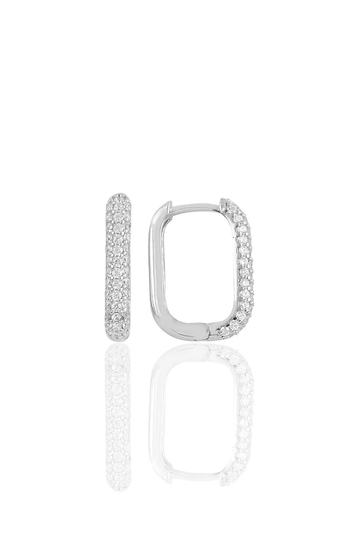 

Sterling Silver Rhodium Zircon Stone Trend Earrings.Silver-Gold-Rose-Blue-Black and Colorful Fashion Earrings