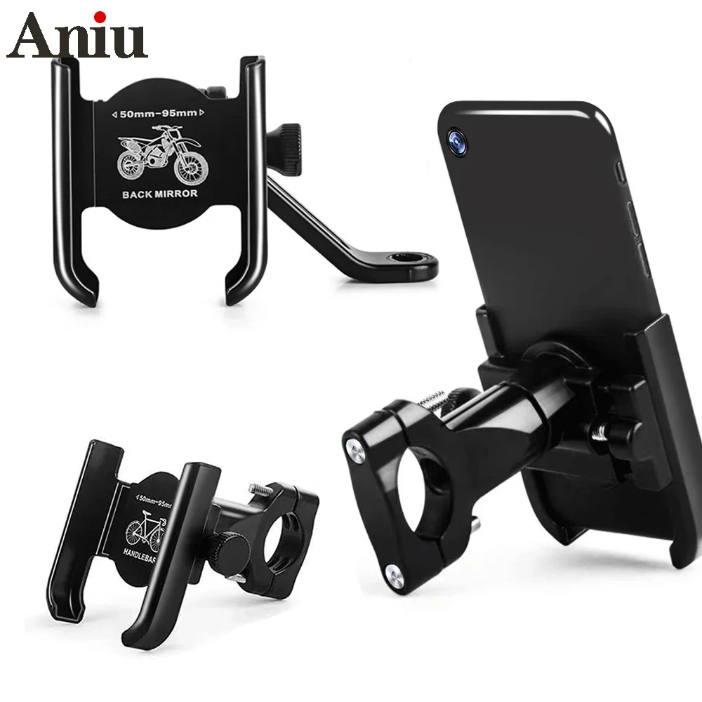 

Aluminum Alloy Motorcycle Bike Phone Holder Bicycle GPS Bracket Bike Support Clip Mirror Bicycle Handlebar Mobile Phone Holder