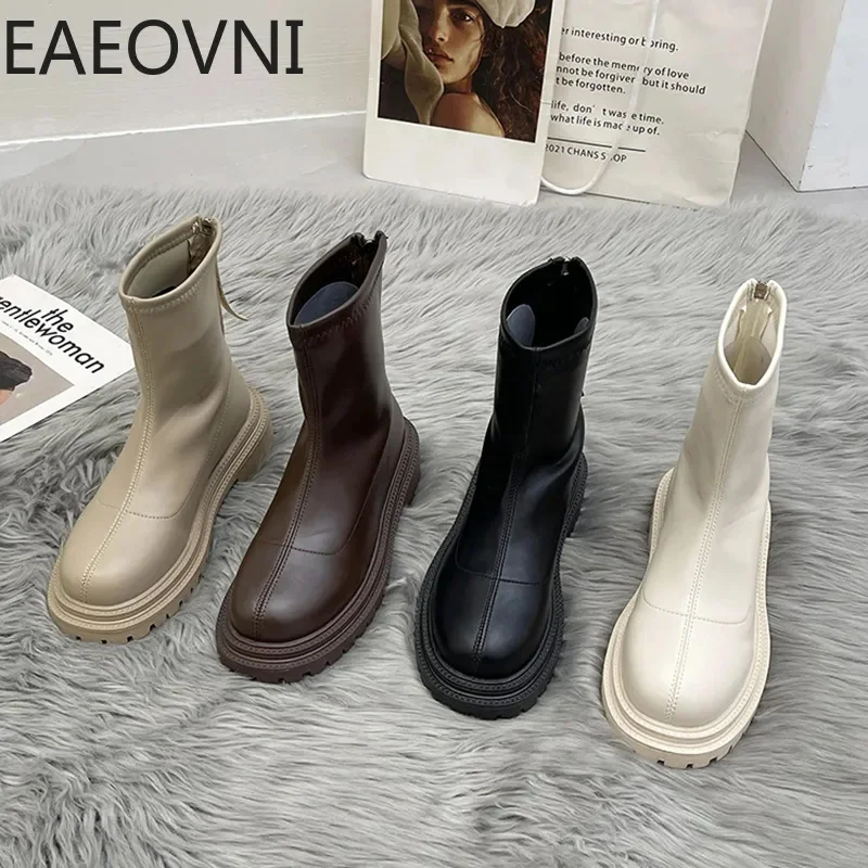 

Женские высокие сапоги из ПУ кожи, на молнии, до колена